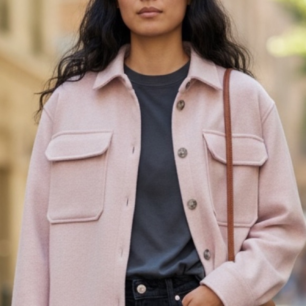 Oversized Pink Shacket Coat Casual Chic Minimalist Layer Small